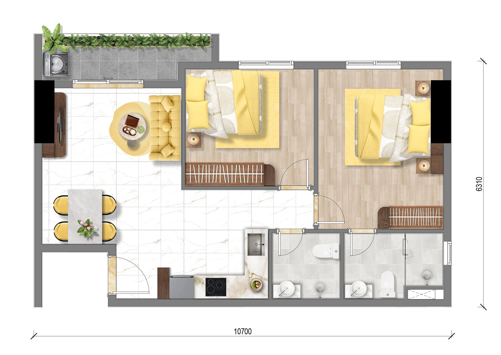 Thiết kế căn hộ Bcons Aria